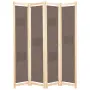 vidaXL Параван за стая, 4 панела, кафяв, 160x170x4 cм, текстил, снимка 1