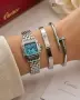 Cartier Дамски Подаръчен Комплект За Жени-Ръчен Часовник Твърда гривна И Гривна Тип Пирон Код SBF11, снимка 8