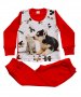 Детска пижама, червена, с кученце и коте - НОВИ