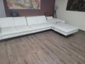 Кремав ъглов диван от плат с лежанка MM-ZE1126 с ел. механизъм, снимка 6