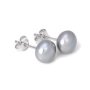 Сребърни обеци сиви естествени перли
