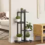 vidaXL 4-етажна стойка за цветя на колела, 44x23x80 см, черна, желязо, снимка 2