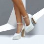 Обувки на ток - бял лак - VT2, снимка 1 - Дамски обувки на ток - 42618261