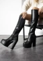 Ботуши на ток - черна кожа - 105-19, снимка 1