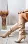 Ботуши на ток - бежова кожа - BR800, снимка 1