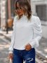 Дамска едноцветна блуза с дълъг ръкав с фалшиво деколте и маншет, 2цвята - 023, снимка 6