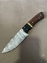 Ловен нож от Дамаска стомана с дръжка от палисандрово дърво и  кожена кания, снимка 5