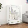 vidaXL Висок шкаф, бял, 70x31x115 см, инженерно дърво, снимка 3