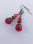 Красиви рубинено-червени обеци в стил Винтидж с бронзови орнаменти от новата ни колекция, снимка 1 - Обеци - 29403036