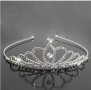 Остър връх сребърна с камъчета корона диадема венец детска дамска, снимка 1 - Аксесоари за коса - 29996080