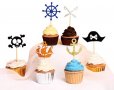  Happy Birthday пиратски кораб картонен топер за торта украса табела пиратско парти, снимка 3