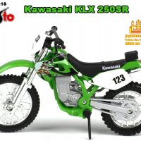 Kawasaki KLX 250SR 1:18 Maisto - мащабен модел мотоциклет, снимка 2 - Коли, камиони, мотори, писти - 38781300