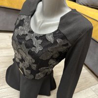 Дамска блуза / черна / официална / с бродерия / Pole & Pole Clothing , снимка 3 - Блузи с дълъг ръкав и пуловери - 38978282
