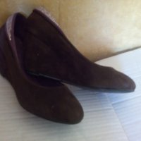 Кафяви велурени обувки с платформа, снимка 2 - Дамски елегантни обувки - 29607689