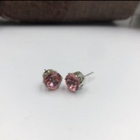 Нови обеци кристал розови светло сини, снимка 3 - Обеци - 30032890