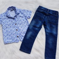 Дънки и риза за момче 18-24 месеца, снимка 2 - Панталони и долнища за бебе - 29315573