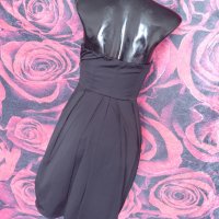Черна елегантна рокля бюстие под до коляното тип балон С, снимка 2 - Рокли - 36763716