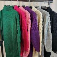 Дамска плетена туника различни цветове , снимка 1 - Блузи с дълъг ръкав и пуловери - 39273381