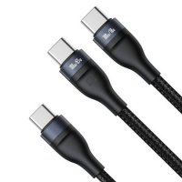 Кабел USB Type C - 2 x Type C M/M 1.5m 100W Baseus CA1T2-C01 Черна оплетка , снимка 2 - USB кабели - 38585667