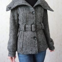 H&M дамско вълнено палто-яке с колан на талията р-р S (EU 36) , снимка 1 - Якета - 42879419