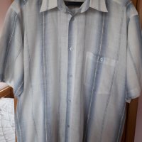Мъжка лятна риза къс ръкав на райета в синьо и бяло , снимка 1 - Ризи - 29163111