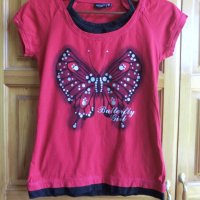 Червена тениска пеперуда, снимка 2 - Детски тениски и потници - 36871265