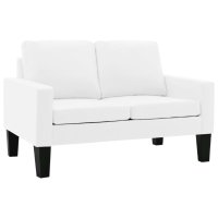 Комплект мека мебел, 3 части, бял, изкуствена кожа, снимка 5 - Дивани и мека мебел - 40304925