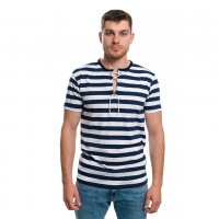 Нова мъжка моряшка тениска с връзки на тъмносиньо/бяло райе, снимка 7 - Тениски - 27950602