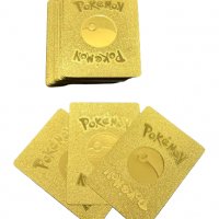 Карти за игра Pokémon, Голд, 100% пластик, 55 карти, снимка 3 - Игри и пъзели - 37694366