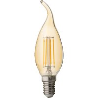 LED Filament Лампа, Пламък, Димираща, 4W, E14, 2500K, 220-240V AC, Амбър, Ultralux - LFF41425D, снимка 1 - Крушки - 40862501