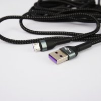 Дълъг Кабел за бързо зареждане KLGO, Type C to USB, 2 метра , 5A , Fast Charge, Data, Черна оплетка, снимка 1 - USB кабели - 42549521