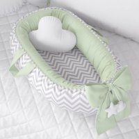 Limited Chevron ! Преносимото легло/ Baby Nest с дръжки, пом-пом топченца, голяма панделка и висулки, снимка 5 - Спално бельо и завивки - 29655001