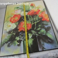 44х34 см   Картина - красиви цветя, платно, ярки цветове, снимка 2 - Картини - 37405678