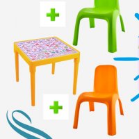К -т детска маса АЗБУКА и две столчета, снимка 1 - Мебели за детската стая - 30922278