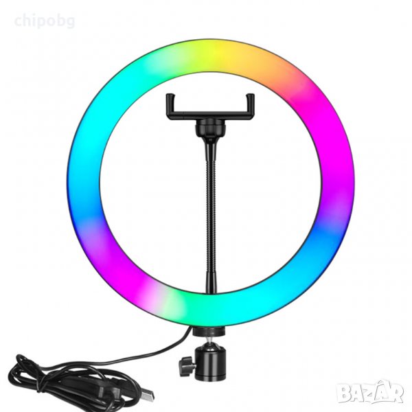 LED Ring осветление M33, 33см, RGB, 20W, Черен, снимка 1