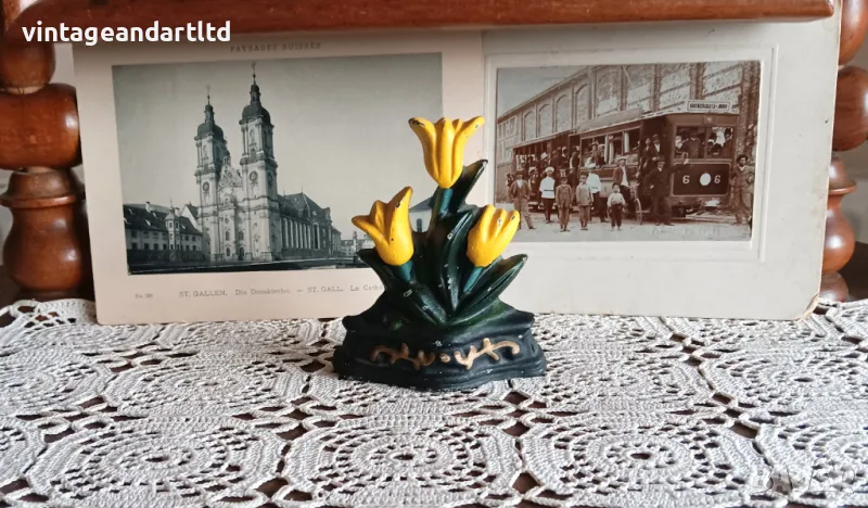 Антикварен стопер за врата, чугун, Англия, снимка 1