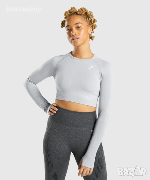 Gymshark Vital Seamless 2.0 Long Sleeve Crop Top - дамско фитнес боди КАТО НОВО ХС, снимка 1