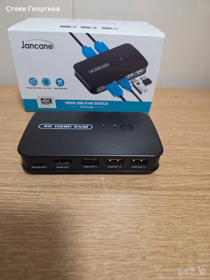 JANCANE 4K ULTRA HD HDMI USB KVM превключвател ~ 2 входа 4 изхода. BNIB, снимка 1