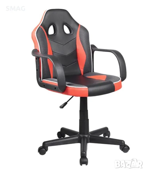 Геймърски офис стол черен червен 57x62x89см S_1194811, снимка 1