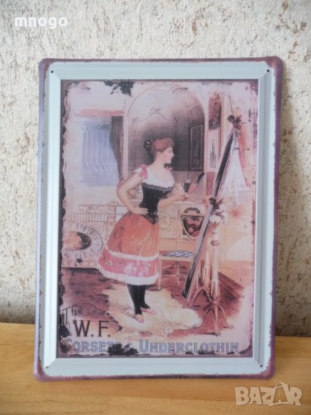 Метална Табела мода жена корсет огледало красавица барок    , снимка 1