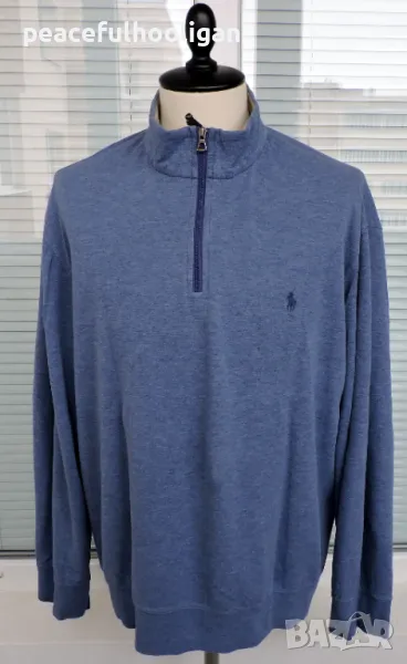 Polo Ralph Lauren Men`s Blue Melange Long Sleeve 1/4 Zip Sweatshirt Size XL/XXL, снимка 1