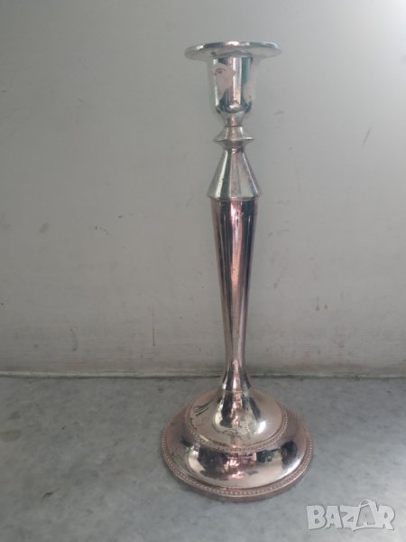 посребрен метален свещник, снимка 1