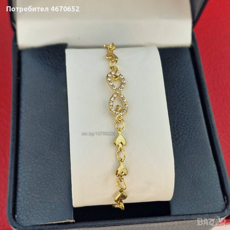 Гривна “Infinity Hearts Gold” - 18К позлата, снимка 1