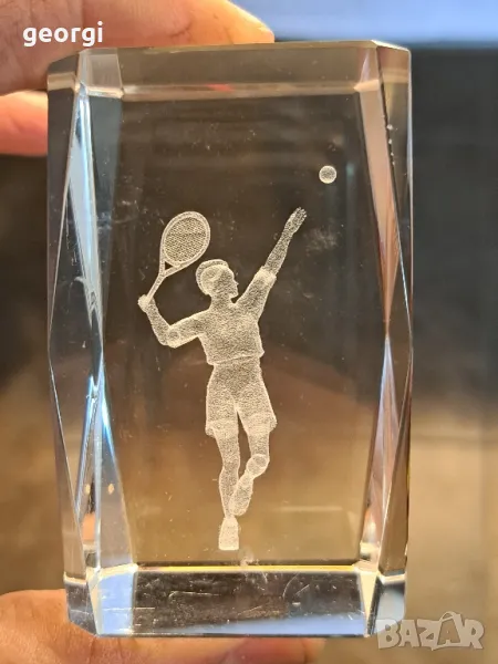 3D кристален сувенир тенисист  19/4, снимка 1