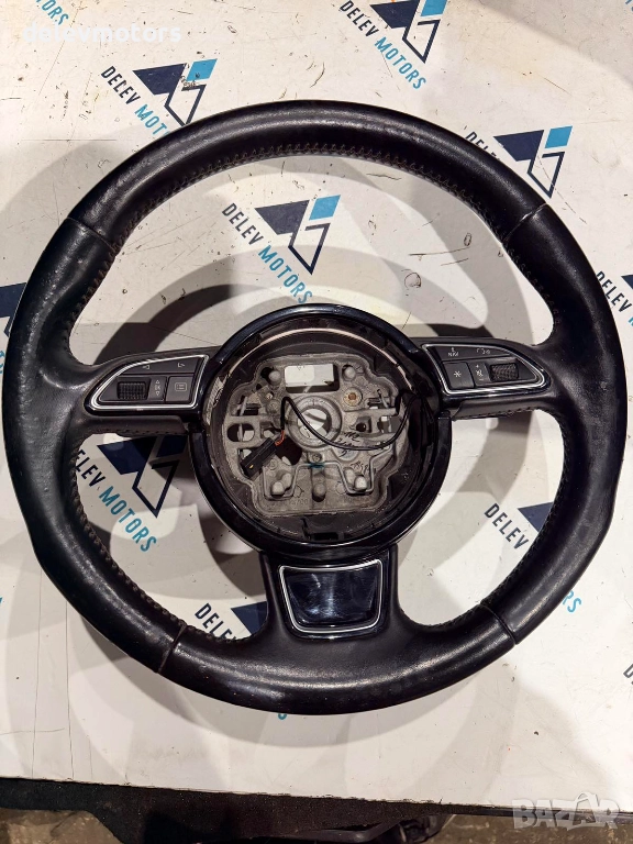 4G0419091S трилъчев кожен мултифункционален волан с пера от Audi A6 Allroad C7, 3.0 TDI quattro, снимка 1