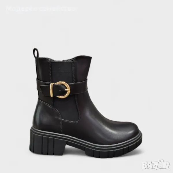 Дамски боти с тока и цип черно , снимка 1