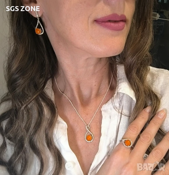 Обеци сребро 925 с естествен опал, снимка 1