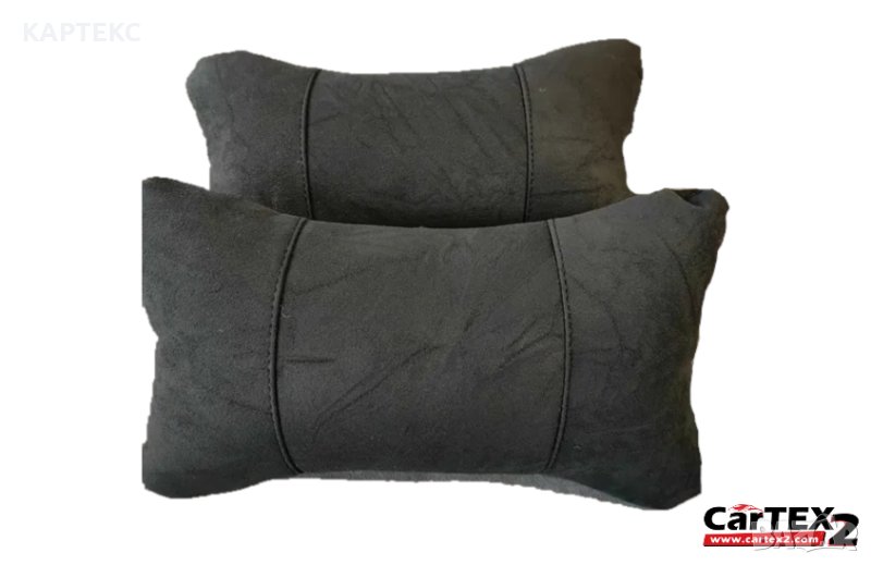 Възглавници за автомобилна седалка / Алкантара / черно с черен шев, снимка 1