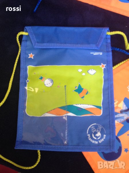 Чантички торбички портмонета за деца Planete Bleue оранжеви и сини 23 х 17 см. торбичка, снимка 1