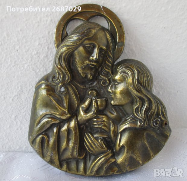 Исус и Магдалена, граал, причастие, пано религия метал , снимка 1